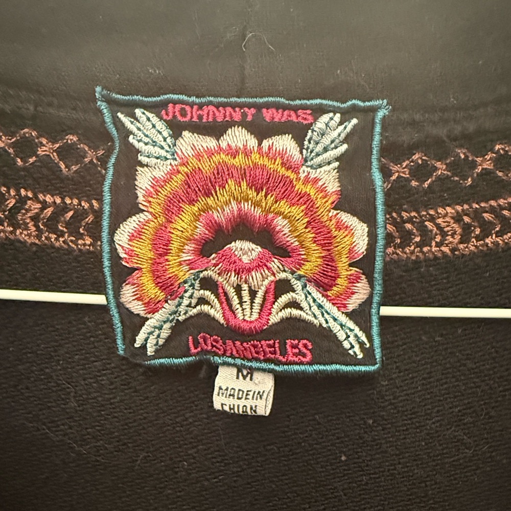 Johnny Was Black Cardigan with Rust Embroidery - Picture 4 of 6